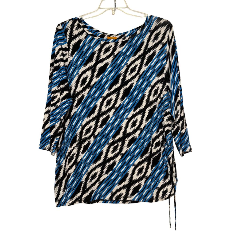 Ruby Rd. Blue and Black Patterned Shirt/Top, Size 1X